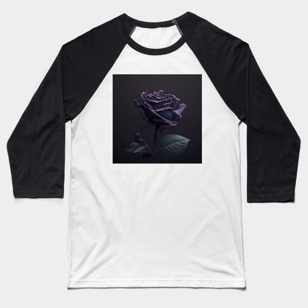 Dark Purple Rose on Dark Background Baseball T-Shirt by fistikci